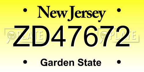 ZD47672 New Jersey License Plate