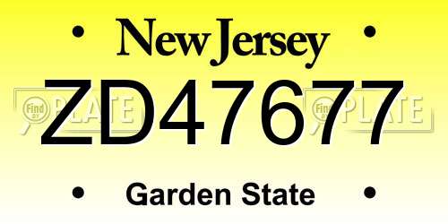 ZD47677 New Jersey License Plate