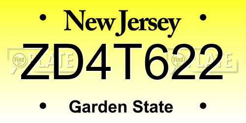 ZD4T622 New Jersey License Plate