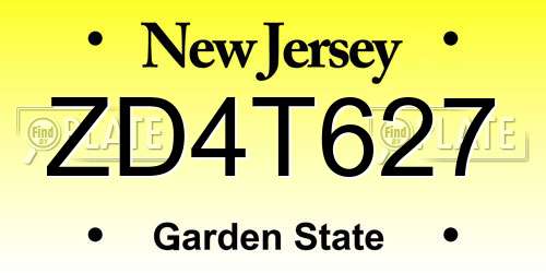 ZD4T627 New Jersey License Plate
