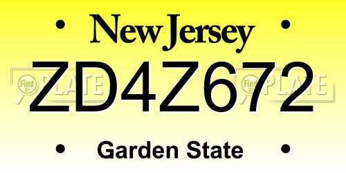 ZD4Z672 New Jersey License Plate