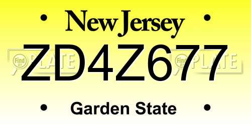 ZD4Z677 New Jersey License Plate