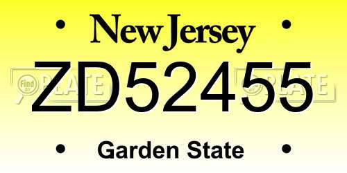 ZD52455 New Jersey License Plate