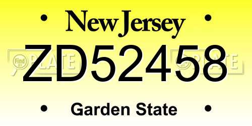 ZD52458 New Jersey License Plate