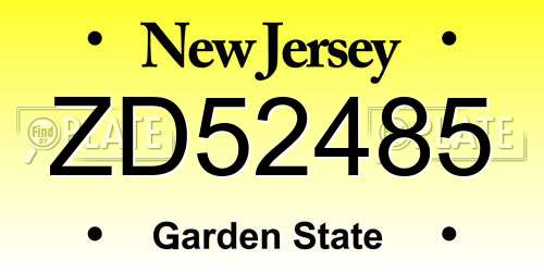 ZD52485 New Jersey License Plate