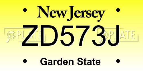 ZD573J New Jersey License Plate