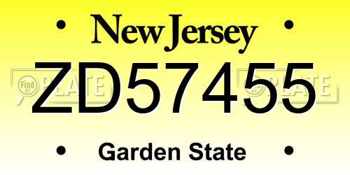 ZD57455 New Jersey License Plate
