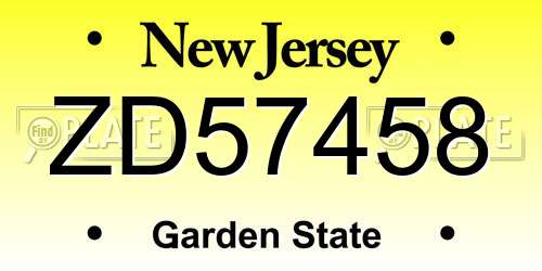 ZD57458 New Jersey License Plate