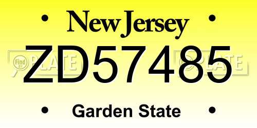 ZD57485 New Jersey License Plate