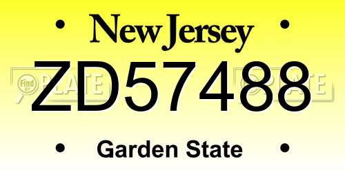 ZD57488 New Jersey License Plate