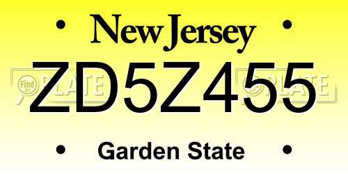 ZD5Z455 New Jersey License Plate