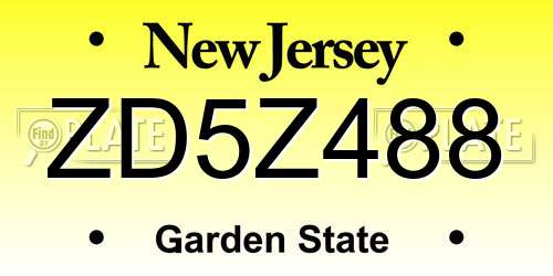 ZD5Z488 New Jersey License Plate