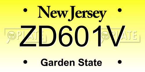ZD601V New Jersey License Plate
