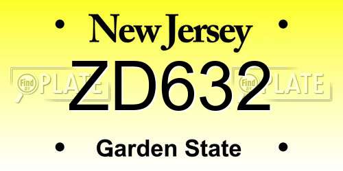 ZD632 New Jersey License Plate