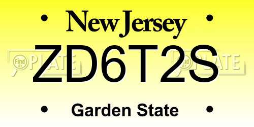 ZD6T2S New Jersey License Plate