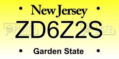ZD6Z2S New Jersey License Plate
