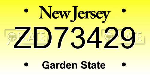 ZD73429 New Jersey License Plate