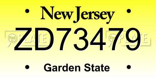 ZD73479 New Jersey License Plate