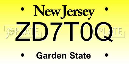 ZD7T0Q New Jersey License Plate