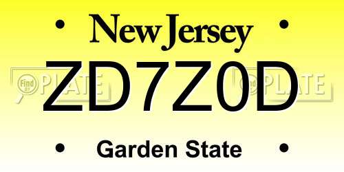 ZD7Z0D New Jersey License Plate