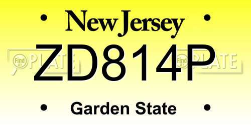 ZD814P New Jersey License Plate