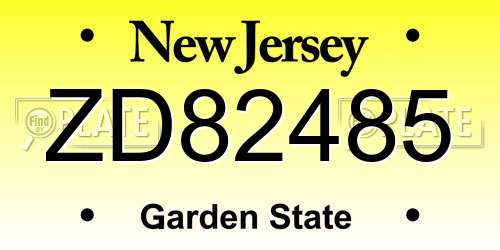 ZD82485 New Jersey License Plate