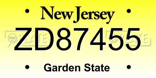 ZD87455 New Jersey License Plate