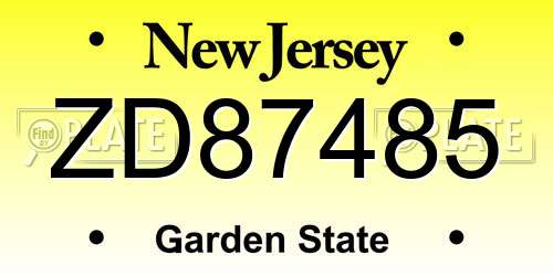 ZD87485 New Jersey License Plate