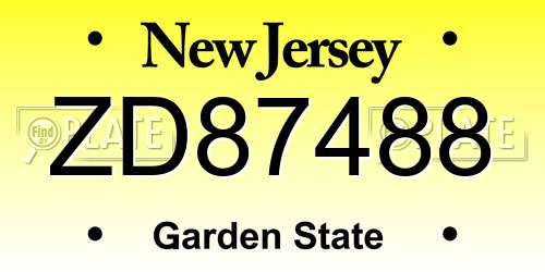 ZD87488 New Jersey License Plate