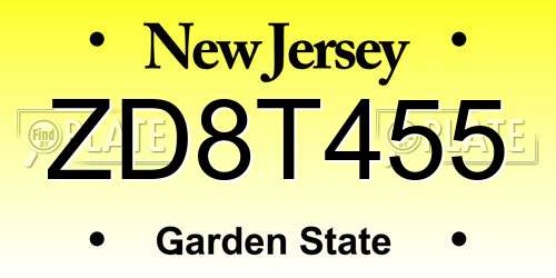ZD8T455 New Jersey License Plate