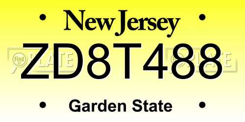 ZD8T488 New Jersey License Plate