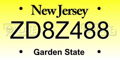 ZD8Z488 New Jersey License Plate