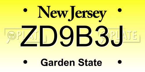 ZD9B3J New Jersey License Plate