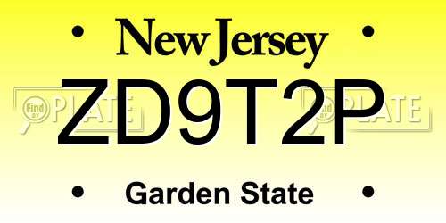 ZD9T2P New Jersey License Plate
