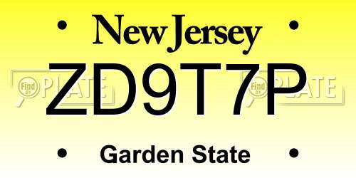 ZD9T7P New Jersey License Plate