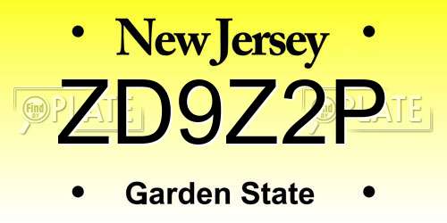 ZD9Z2P New Jersey License Plate