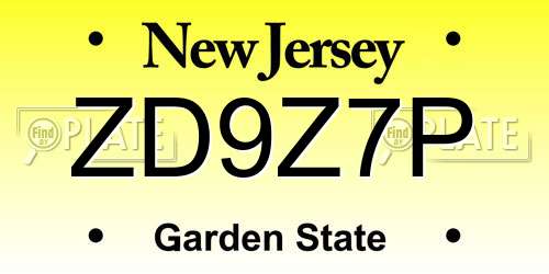 ZD9Z7P New Jersey License Plate