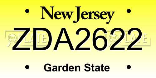 ZDA2622 New Jersey License Plate