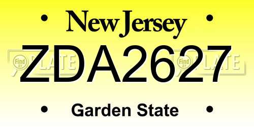 ZDA2627 New Jersey License Plate