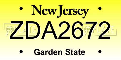 ZDA2672 New Jersey License Plate