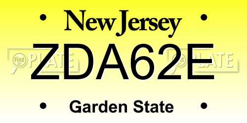 ZDA62E New Jersey License Plate