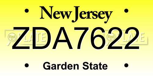ZDA7622 New Jersey License Plate