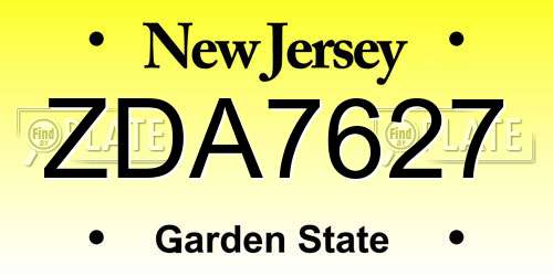 ZDA7627 New Jersey License Plate