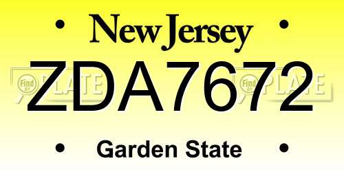 ZDA7672 New Jersey License Plate