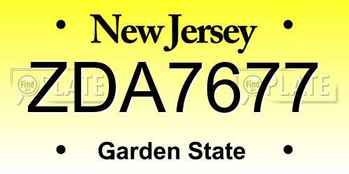 ZDA7677 New Jersey License Plate