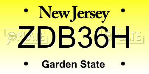 ZDB36H New Jersey License Plate
