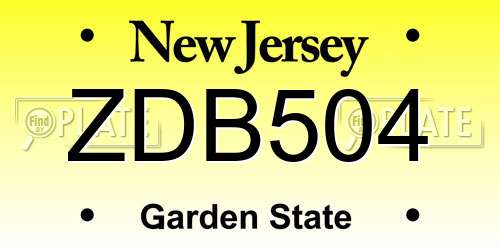 ZDB504 New Jersey License Plate