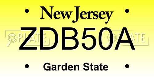 ZDB50A New Jersey License Plate