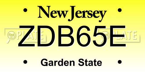 ZDB65E New Jersey License Plate