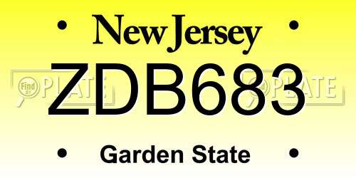 ZDB683 New Jersey License Plate